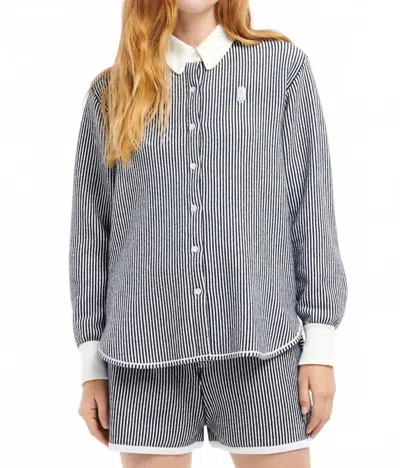 Barrie Long Sleeves Oxford Stripe Shirt In Niveous Cosmos Multi In Gray