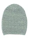 Barrie Mélange-effect Ribbed-knit Cashmere Beanie In Green