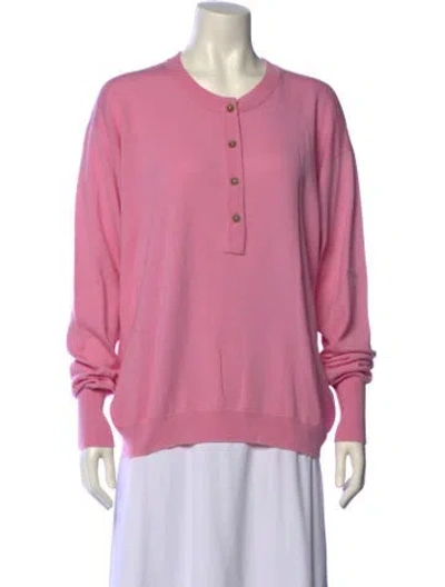 Pre-owned Barrie Merino Wool Crew Neck Sweater In Pink