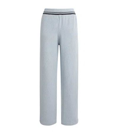 Barrie Mottled Cashmere Wide-leg Trousers In Blue