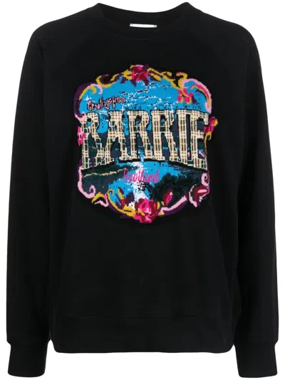 Barrie Patterned-intarsia Cotton Sweatshirt In Black