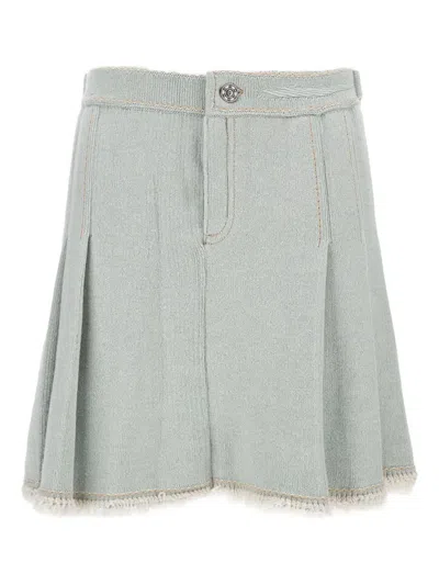 Barrie Pleated Buckled Skirt In Green