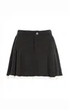 Barrie Pleated Cashmere Mini Skirt In Black