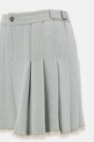 Barrie Pleated Denim Skirt In Blue