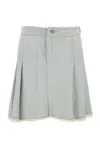 Barrie Pleated Skirt With Buckled Waistband In Textured Blend In Gray