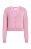 Barrie Pointelle-knit Cashmere Cardigan In Pink