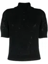 Barrie Pointelle-knit Cashmere Polo Top In Black