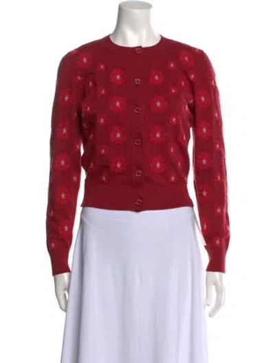 Pre-owned Barrie Printed Crew Neck Sweater In Red