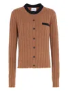 Barrie Ribbed Cardigan In Brown