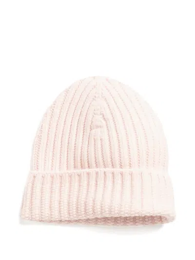 Barrie Ribbed Cashmere Beanie Hat In Pink