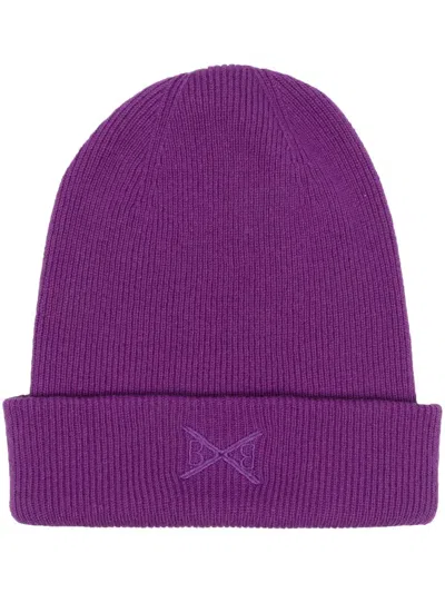 Barrie Ribbed Cashmere Beanie In Purple