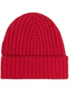 Barrie Ribbed Cashmere Beanie In Red