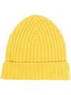 Barrie Ribbed Cashmere Beanie In Yellow