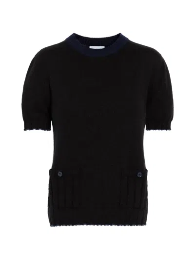Barrie Ribbed Detailing Top In Black