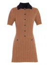 Barrie Ribbed Midi Dress In Brown