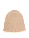 Barrie Ribbed-trim Beanie Hat In Neutral