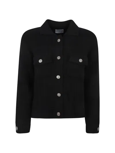 Barrie Ribbed-knit Button-up Jacket In Black
