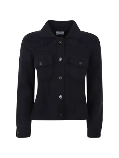 Barrie Ribbed-knit Button-up Jacket In Blue