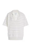 Barrie Ruffle-striped Cashmere Polo Top In Stripe