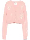Barrie Shadow Flower Cropped Cardigan In Pink