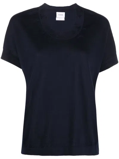 Barrie Short-sleeve Cashmere Top In Blue