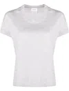 Barrie Short-sleeve Cashmere Top In Grey