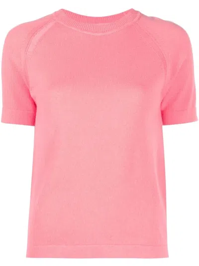 Barrie Short-sleeve Knitted Top In Pink