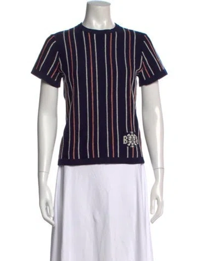 Pre-owned Barrie Silk Striped Top In Blue
