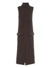 Barrie Sleeveless Pocket Midi Dress In Brown