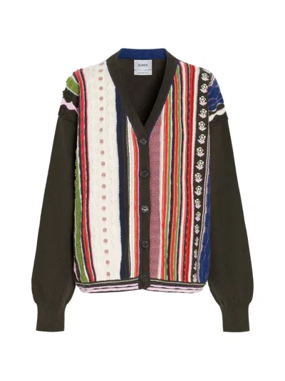 Barrie Stripe Cashmere Cardigan In Multi