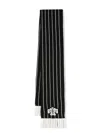 Barrie Stripe-print Logo-crest Scarf In Black