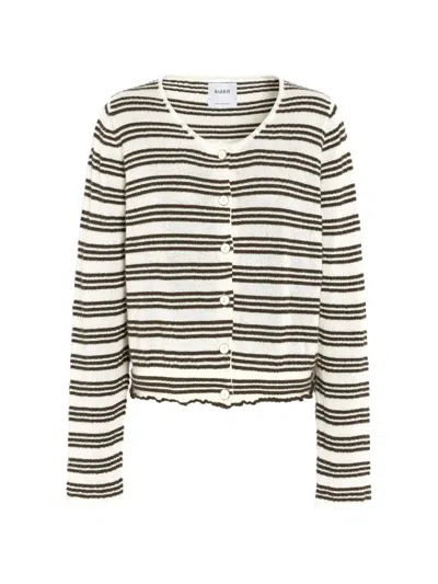 Barrie Striped Cardigan Knit In White