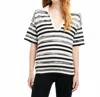 Barrie Striped Cashmere And Cotton Polo Top In Niveous/black In Multi