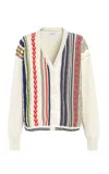 Barrie Striped Cashmere Cardigan In White