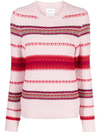 Barrie Striped Cashmere Jumper In Pink