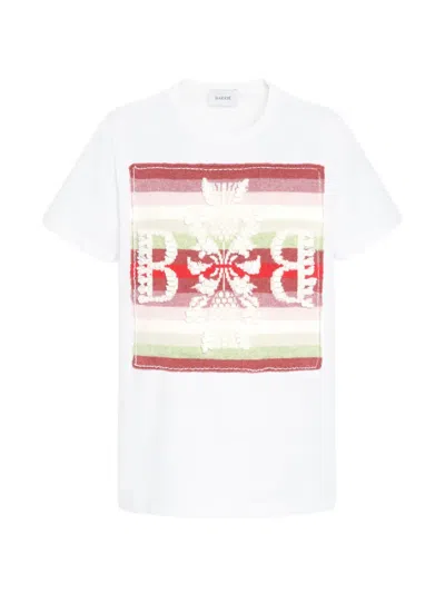 Barrie Striped Logo-patch T-shirt In White