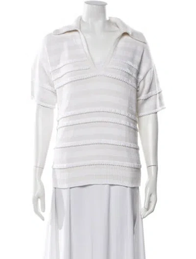 Pre-owned Barrie Striped Sweater In White