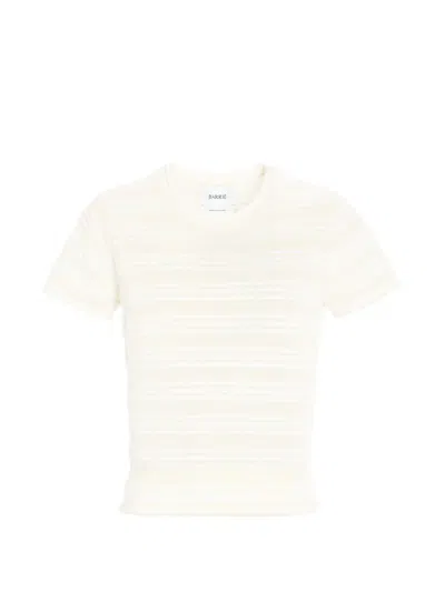 Barrie Striped Top In Embossed Knit In Neutral