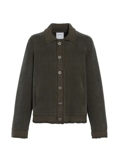 Barrie Suede-effect Denim Jacket In Brown
