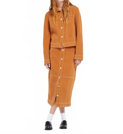 BARRIE SUEDE EFFECT LONG MIDI SKIRT IN HONEYCOMB