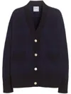Barrie Tartan-pattern Cashmere Cardigan In Blue