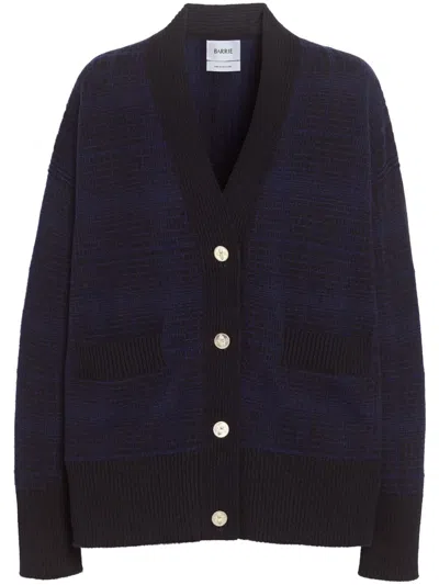 Barrie Tartan-pattern Cashmere Cardigan In Blue