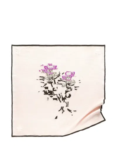 Barrie Thistle Motif Scarf In Neutral