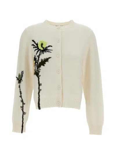 Barrie Cashmere Cardigan With A Houndstooth Pattern In Neutral