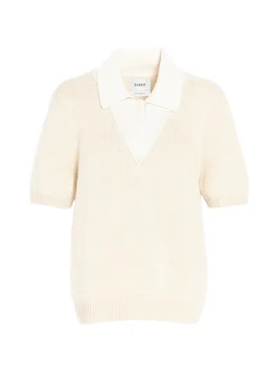 Barrie Topstitched Cashmere Polo Shirt In Neutral