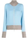 Barrie Two-tone Cashmere Cardigan In Blue
