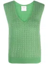 Barrie V-neck Sleeveless Cashmere Top In Green