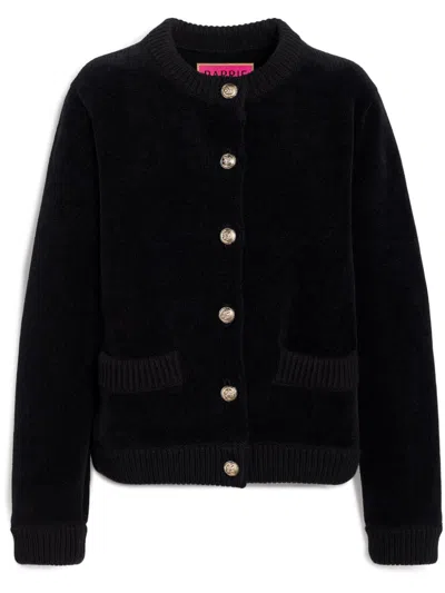Barrie Velvet-effect Fine-knit Cardigan In Black
