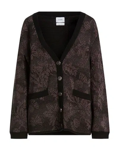 Barrie Woman Cardigan Black Size M Cashmere, Viscose, Polyester, Polyamide, Elastane In Brown