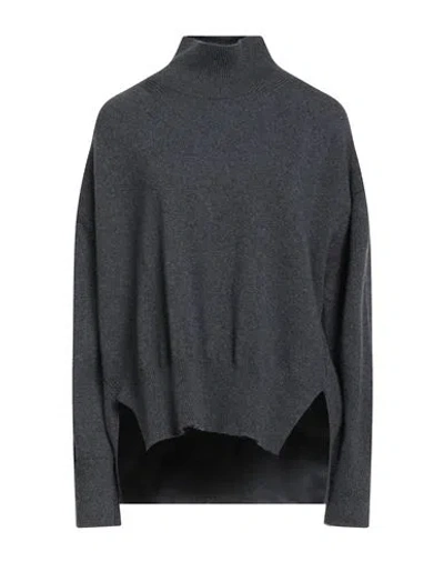 Barrie Woman Turtleneck Charcoal Size L Cashmere In Blue